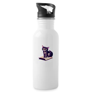 Cat Kitten Domestic Cat Books Cat Book Read - Water bottle with straw - white - Right