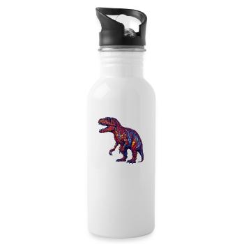 Dinosaurs with bright and bright colors - Water bottle with straw - white - Right