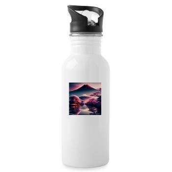 Japan Fuji - Water bottle with straw - white - Right