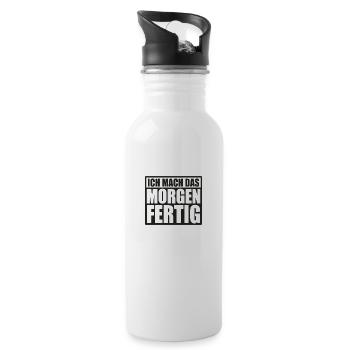 Witziger Spruch, der den tag einfach besser macht - Trinkflasche mit integriertem Trinkhalm - Weiß - Rechts