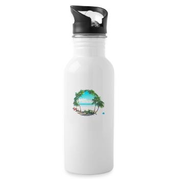 Sommerurlaub Insel Palme Strand Sonne Palmen - Trinkflasche mit integriertem Trinkhalm - Weiß - Rechts