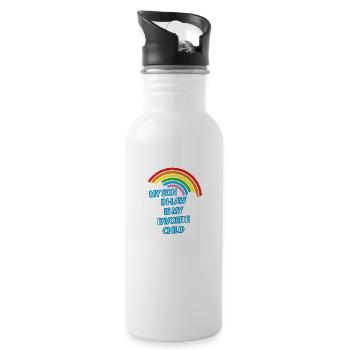 Mein Schwiegersohn ist mein Lieblingskind lustige Familie - Trinkflasche mit integriertem Trinkhalm - Weiß - Rechts
