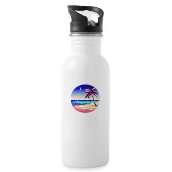 Sommerurlaub Strand Insel Palme Sonne Palmen - Trinkflasche mit integriertem Trinkhalm - Weiß - Rechts