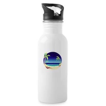 Sommerurlaub Palmen Insel Strand Sonne Palme - Trinkflasche mit integriertem Trinkhalm - Weiß - Rechts