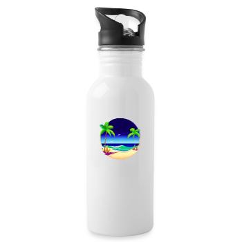 Sommerurlaub Palmen Sonne Palme Insel Strand - Trinkflasche mit integriertem Trinkhalm - Weiß - Rechts