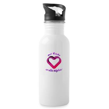 The impossible Heart - Trinkflasche mit integriertem Trinkhalm - Weiß - Rechts