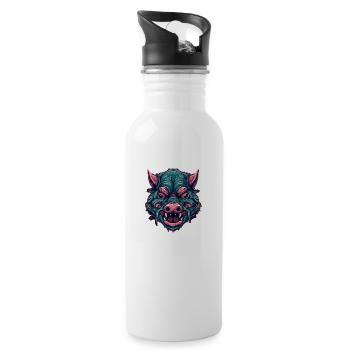 Schwein - Trinkflasche mit integriertem Trinkhalm - Weiß - Rechts