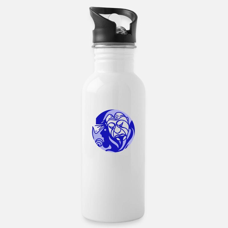 Verzweifelter Mensch. Angst vor einer Entscheidung - Trinkflasche mit integriertem Trinkhalm - Weiß