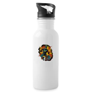 Space Drummer - Trinkflasche mit integriertem Trinkhalm - Weiß - Rechts
