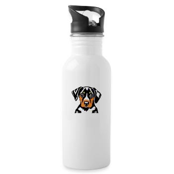 Doberman Dog Doberman Trainer Doberman Puppy - Water bottle with straw - white - Right