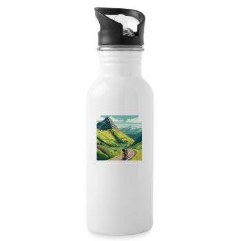 Road cyclist climbs mountain in France Alps - Water bottle with straw - white - Right