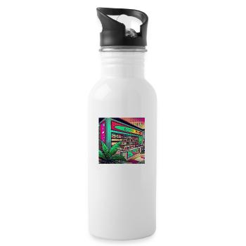 Modern Weed Club Legalisierung - Trinkflasche mit integriertem Trinkhalm - Weiß - Rechts