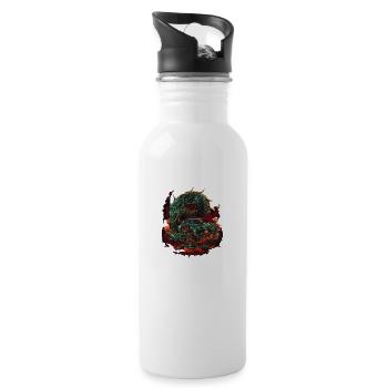 Drachen Auto - Trinkflasche mit integriertem Trinkhalm - Weiß - Rechts