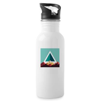 abstraktes Dreieck - Trinkflasche mit integriertem Trinkhalm - Weiß - Rechts