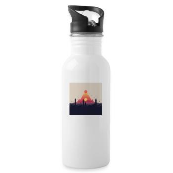 abstrakte Pyramide - Trinkflasche mit integriertem Trinkhalm - Weiß - Rechts