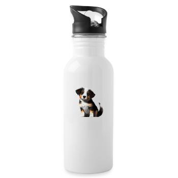 Chien de berger australien Propriétaire Chiot - Gourde avec paille intégrée - blanc - Droite