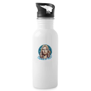 Jesus Christ #08 - Trinkflasche mit integriertem Trinkhalm - Weiß - Rechts