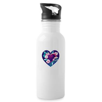 Valentine's Day, Love, Wedding, Mother's Day, Engagement - Water bottle with straw - white - Right
