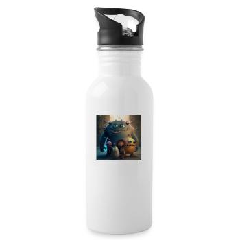 Freundliche Monster - Trinkflasche mit integriertem Trinkhalm - Weiß - Rechts
