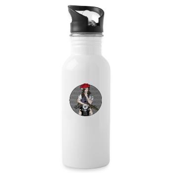 Schwarzwald // Bollenhut // Motorrad - Trinkflasche mit integriertem Trinkhalm - Weiß - Rechts