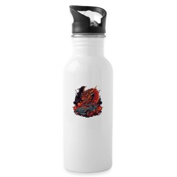 Drachen Auto - Trinkflasche mit integriertem Trinkhalm - Weiß - Rechts