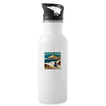 SCOTLAND NC 500 MOTORBIKE RETRO - Water bottle with straw - white - Right
