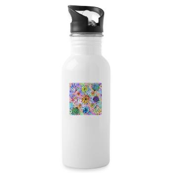 Blumen - Trinkflasche mit integriertem Trinkhalm - Weiß - Rechts
