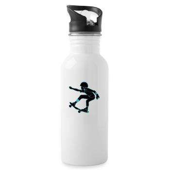 Skateboard Girl Boy - Water bottle with straw - white - Right
