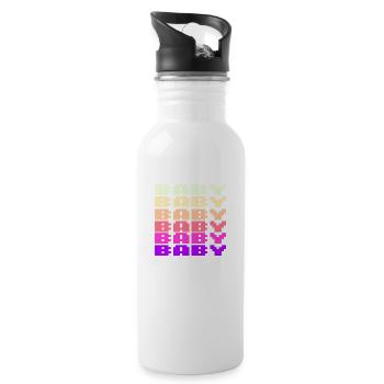 BABY Schriftzug Retro Gaming 8bit - Trinkflasche mit integriertem Trinkhalm - Weiß - Rechts