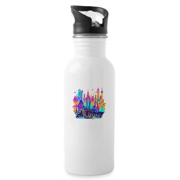 Das Leben braucht Magie - Trinkflasche mit integriertem Trinkhalm - Weiß - Rechts