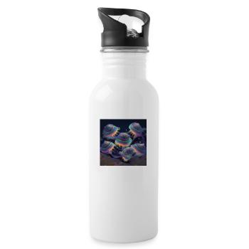 Amazing group of magic yellyfish - Water bottle with straw - white - Right