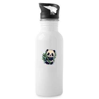 Cute Panda with Bamboo - Trinkflasche mit integriertem Trinkhalm - Weiß - Rechts