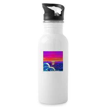 The Waves - Trinkflasche mit integriertem Trinkhalm - Weiß - Rechts