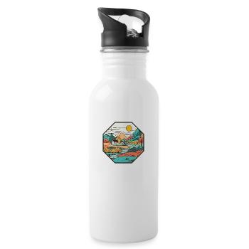 Landschaft auf dem Land - Trinkflasche mit integriertem Trinkhalm - Weiß - Rechts