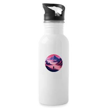 Astronaut im All - Trinkflasche mit integriertem Trinkhalm - Weiß - Rechts