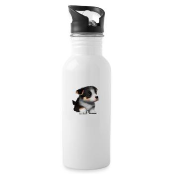 Chien de berger australien Propriétaire Chiot - Gourde avec paille intégrée - blanc - Droite