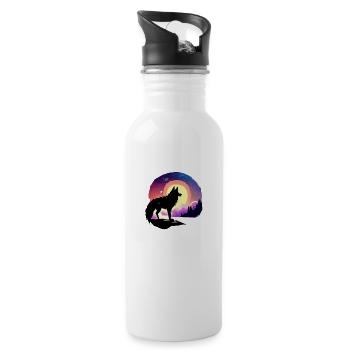 Wolf, Mountains, Forest, Nature, Nature - Water bottle with straw - white - Right