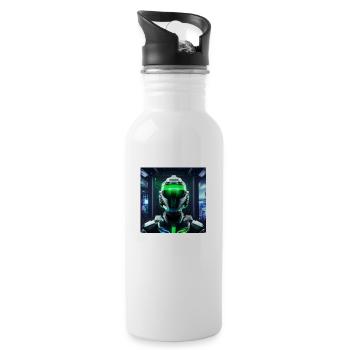 Cyberpunk Space Soldier - Water bottle with straw - white - Right