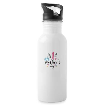 Mein erster Muttertag als Mutter - Trinkflasche mit integriertem Trinkhalm - Weiß - Rechts