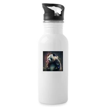 Hungry Panda - Trinkflasche mit integriertem Trinkhalm - Weiß - Rechts