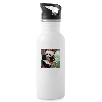 Party Panda - Water bottle with straw - white - Right