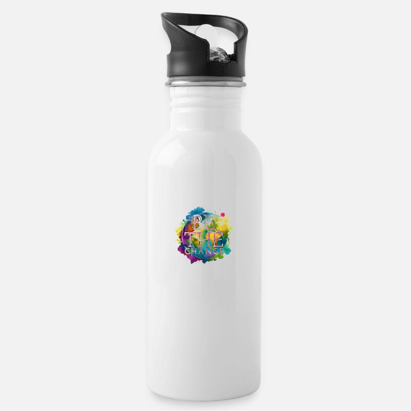 Be the change - Water bottle with straw - white
