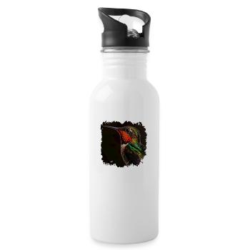 Kolibris sind bekannt für ihre irisierenden Federn - Trinkflasche mit integriertem Trinkhalm - Weiß - Rechts