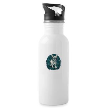 French Bulldog | Golf Sport Player Cute Frenchie - Water bottle with straw - white - Right