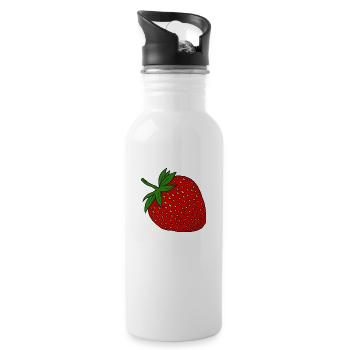 Erdbeere - Trinkflasche mit integriertem Trinkhalm - Weiß - Rechts