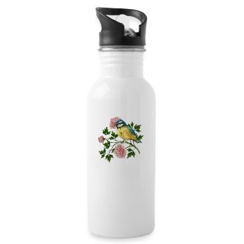 Colorful bird - Water bottle with straw - white - Right