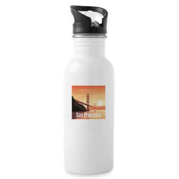 Golden Gate Bridge - San Francisco - Square - Water bottle with straw - white - Right