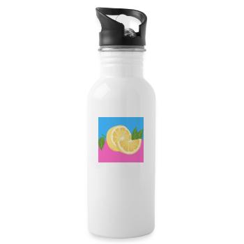 Pink and blue lemon - Water bottle with straw - white - Right