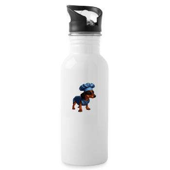 Dachshund dog cooking dogs restaurateur dachshund puppy - Water bottle with straw - white - Right