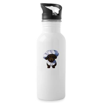 Caniche Chiot Chien Propriétaire Chien Chiot Caniche Chien Amour - Gourde avec paille intégrée - blanc - Droite